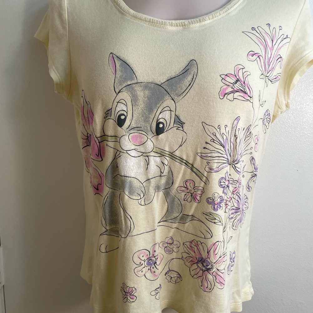 Disney Girls Floral Bunny Graphic Tee in Light Yellow